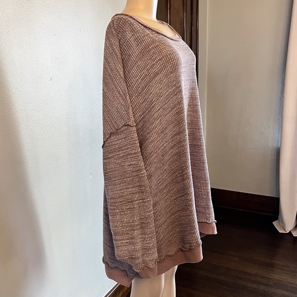 Free People We The Free So Fresh Oversized Slouchy Thermal Chestnut Sz Medium - Picture 5 of 10